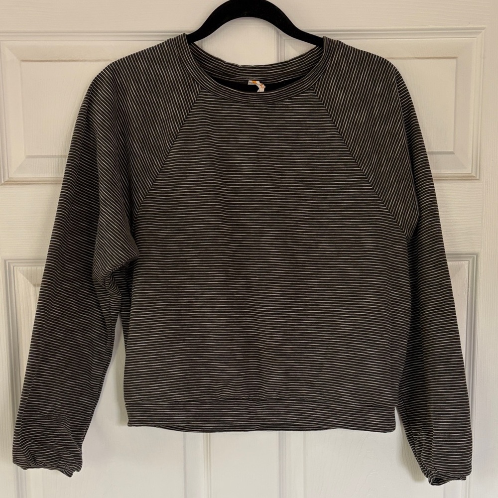Lucy Black and White Striped Crew Neck Sweater